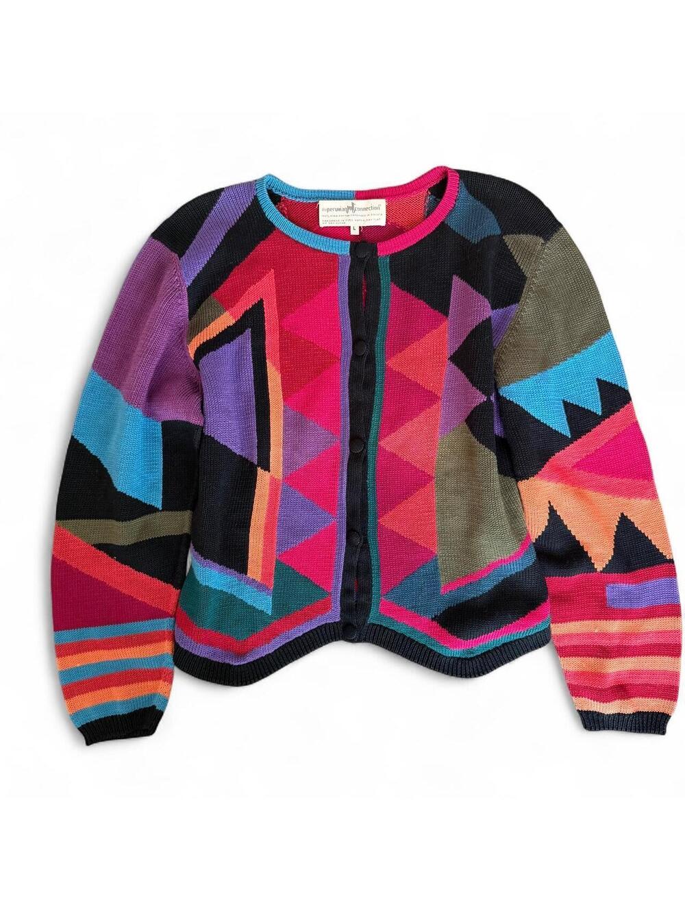 Vintage Boho Funky Handmade Peruvian Connection Autumn Cardigan